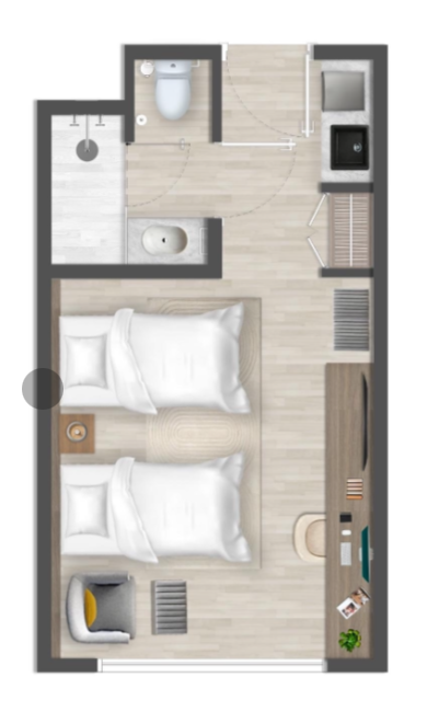 Garden and Pool View Options Unit Features Each unit comes equipped with your choice of Queen or Full-size beds, a micro kitchen, and an en-suite bathroom. Sizes range from 22–26 m² (237–280 sq ft). Thoughtfully designed for solo travelers, couples, or small families, these units combine smart functionality with everyday comfort.