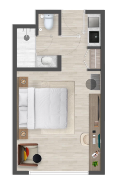 Garden and Pool View Options Unit Features Each unit comes equipped with your choice of Queen or Full-size beds, a micro kitchen, and an en-suite bathroom. Sizes range from 22–26 m² (237–280 sq ft). Thoughtfully designed for solo travelers, couples, or small families, these units combine smart functionality with everyday comfort.